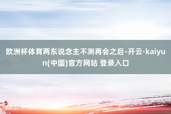 欧洲杯体育两东说念主不测再会之后-开云·kaiyun(中国)官方网站 登录入口